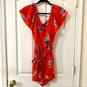 Rue21 Orange Floral Romper Shorts